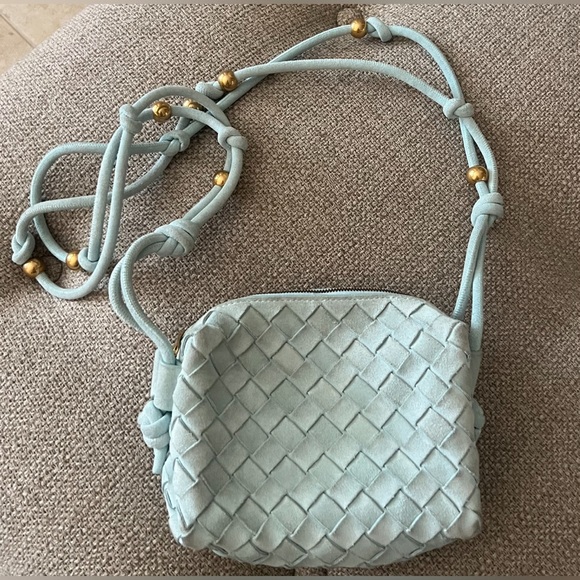 Bottega Veneta Mini Loop Blue Suede Shoulder Crossbody  Bag - Picture 7 of 10